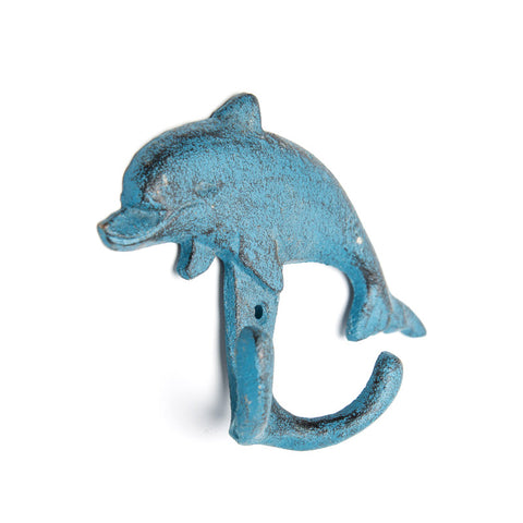 Cast iron dolphin hook-blue