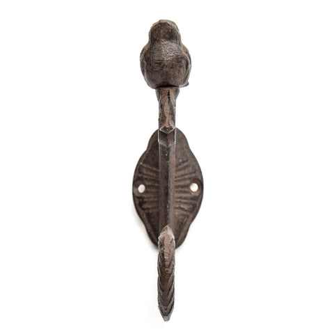 Cast iron perched bird hook
