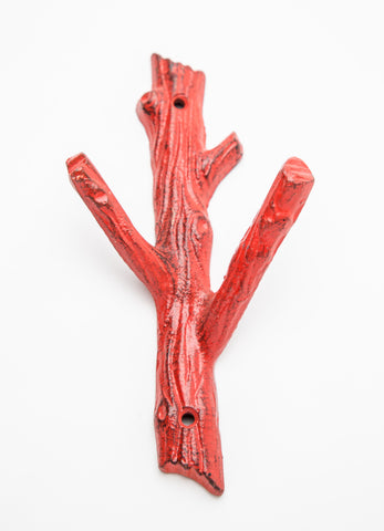 Medium cast iron branch hook-red