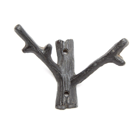 Cast iron double branch hook-brown