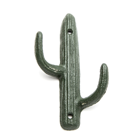 Cast iron cactus hook – green