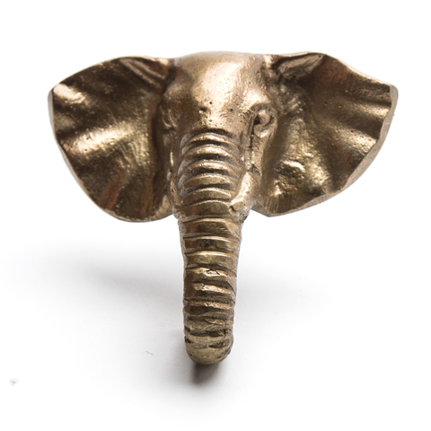 Brass look elephant head pull