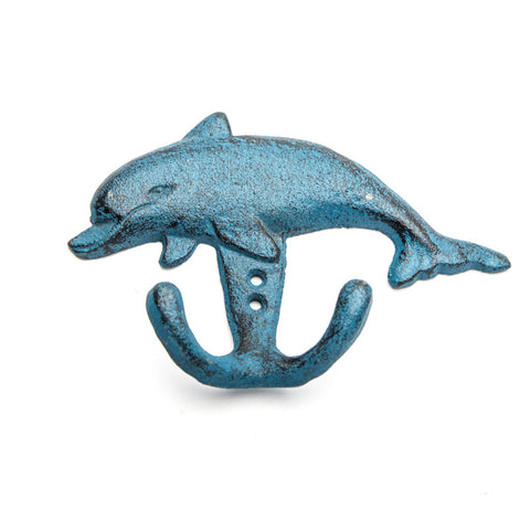 Cast iron dolphin hook-blue