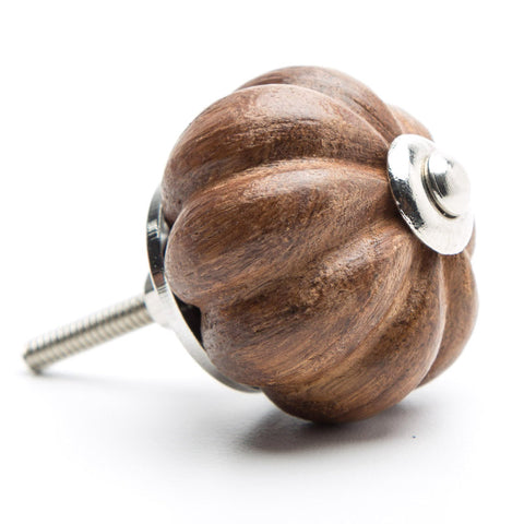 Wooden pumpkin shaped pull-dark brown