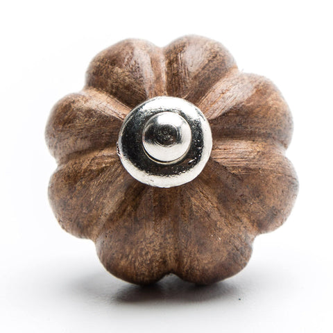 Wooden pumpkin shaped pull-dark brown