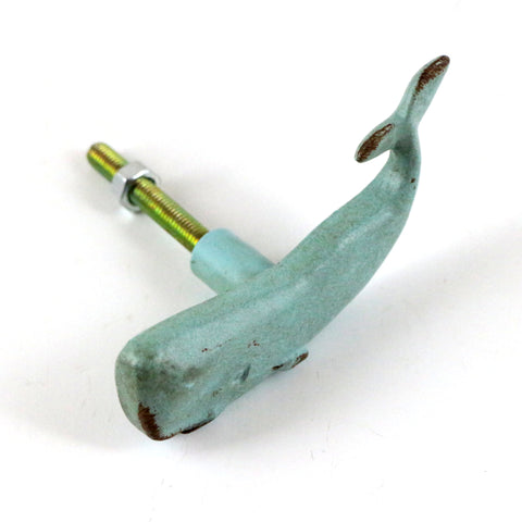 Cast iron whale pull blue